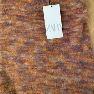 ZARA FAUX FUR MIDI SKIRT multicolored